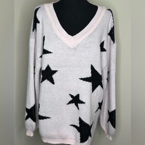Star Pattern V-Neck Sweater